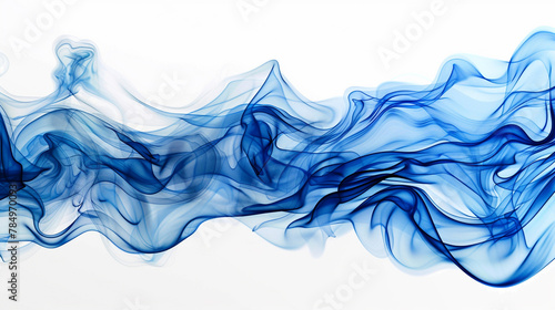 A tranquil cobalt blue abstract wave background with a white backdrop.