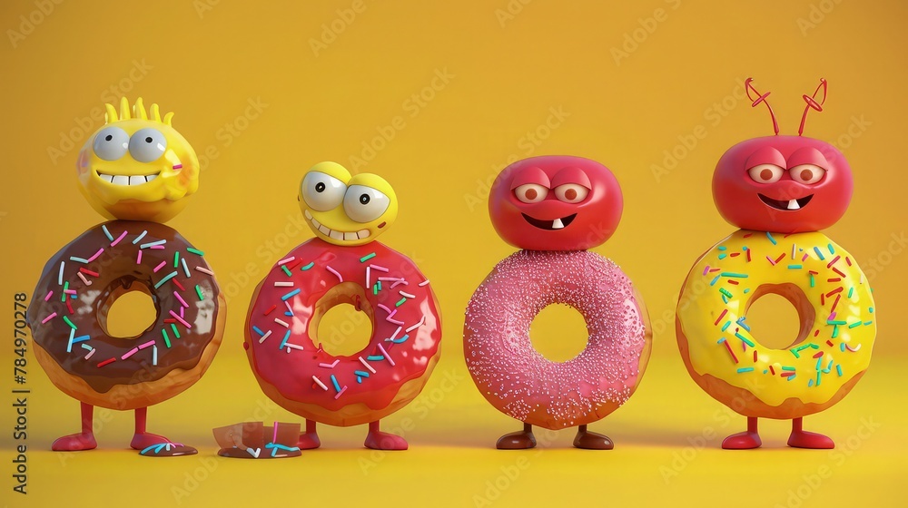 A whimsical image featuring a donut cake with a cheerful smiley face and legs, standing proudly on a clean white surface. The donut cake, with its playful design, exudes a sense of joy.