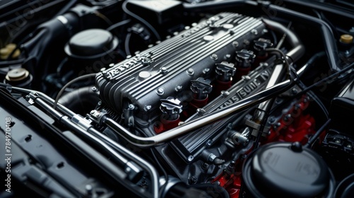 Car engine. Motor and mechanism closeup