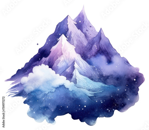 PNG  Mountain in Watercolor style nature star white background #784971272