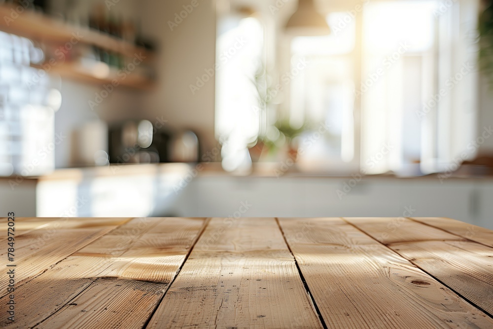 Blurred kitchen background with tabletop focus