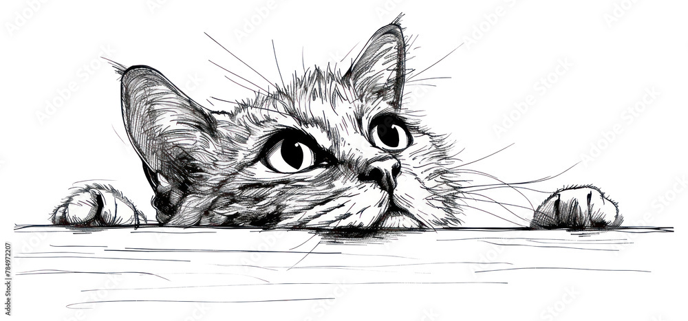 Fototapeta PNG Drawing cat illustrated sketch