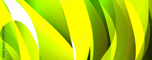 Macro photography capturing the intricate pattern of a green and yellow leaf from a terrestrial plant in the banana family. Closeup shot on a white background