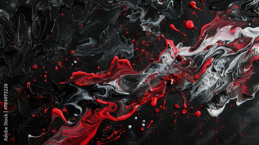 Black, white, and red oil painting mixed. Best for Abstract background.