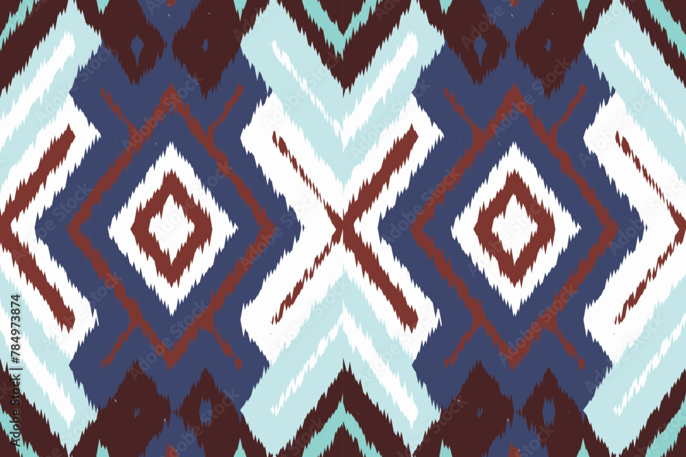 ikat Abstract Ethnic art. Seamless pattern in tribal, folk embroidery, and Mexican style. Aztec geometric art ornament print.Design for carpet, cover.wallpaper, wrapping, fabric, clothing ikat Abstract Ethnic art. Seamless pattern in tribal, folk embroidery, and Mexican style. Aztec geometric art ornament print.Design for carpet, cover.wallpaper, wrapping, fabric, clothing