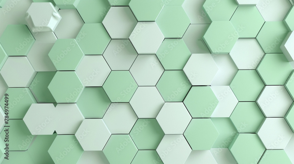 Naklejka premium Mint green hexagon pattern for a serene tech environment.