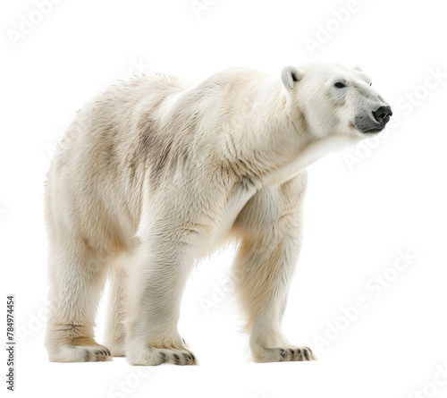 Standing polar bear isolated on white background