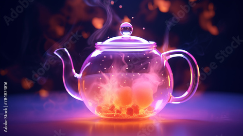 A beautiful artistic glass teapot 3D scene material  © 俊后生
