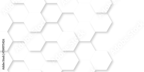 Seamless pattern with hexagon. White Hexagonal Background. Luxury honeycomb grid White Pattern. Vector Illustration. 3D Futuristic abstract honeycomb mosaic white background. geometric mesh cell text.