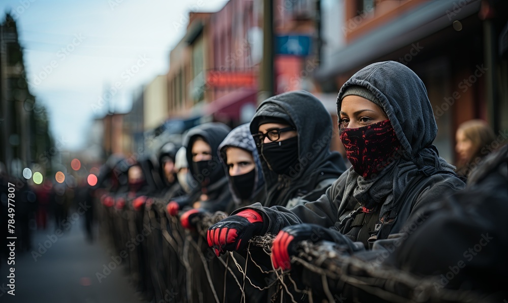 Group of People Wearing Face Masks on Street Group of People Wearing Face Masks on Street