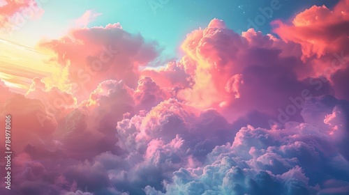 The sky is filled with pink and purple clouds , creating a dreamy and colorful atmosphere © GradPlanet