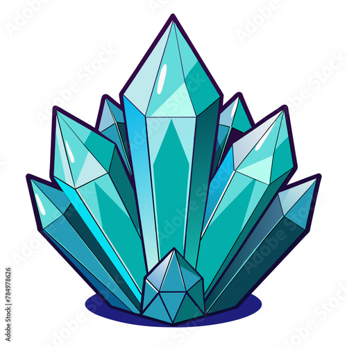 Crystal with Sparkle. Decoration icon for Games. Cartoon crystals Illustration.