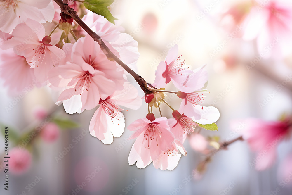 Naklejka premium The cherry-blossom is coming with Spring Generative AI