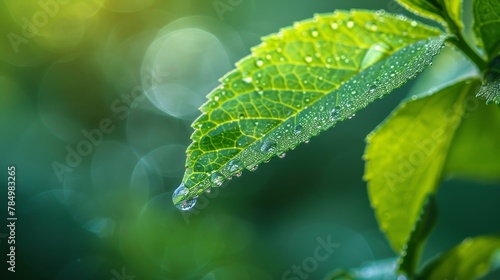 Flowers and Plants: A photo of a dewdrop clinging to the edge of a leaf
