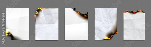 Burnt fire paper. Flame page edge design vector. Burn effect on old poster element isolated on transparent background. Ablaze best deal discount flyer template with heat flammable corner texture
