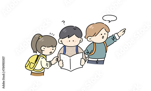 旅行　迷う　イラスト素材