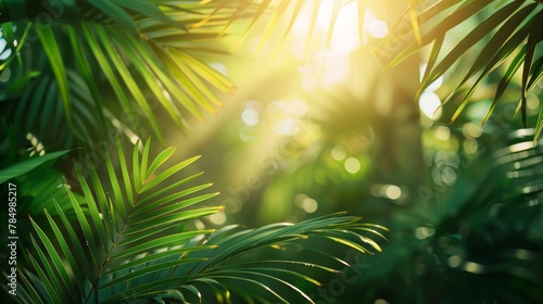 Tropical Leaves: A photo of sunlight filtering through dense tropical foliage © MAY