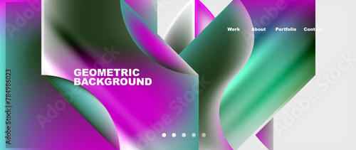 This product features a geometric background with a gradient of purple and green, resembling petals and leaves of a terrestrial plant, in shades of violet, aqua, and magenta