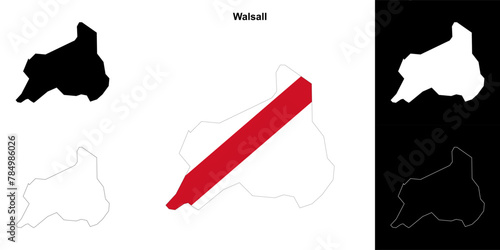 Walsall blank outline map set photo