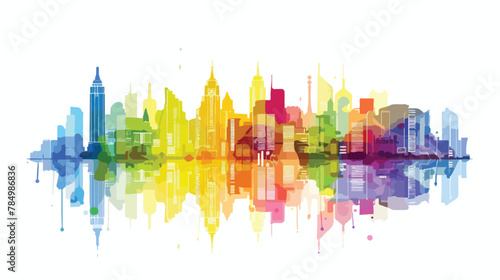 A city skyline with buildings that can change color 