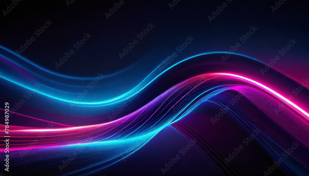 Fototapeta premium Digital graphic background, glowing neon wave, tech, AI, data