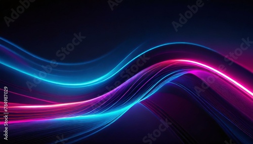 Digital graphic background  glowing neon wave  tech  AI  data