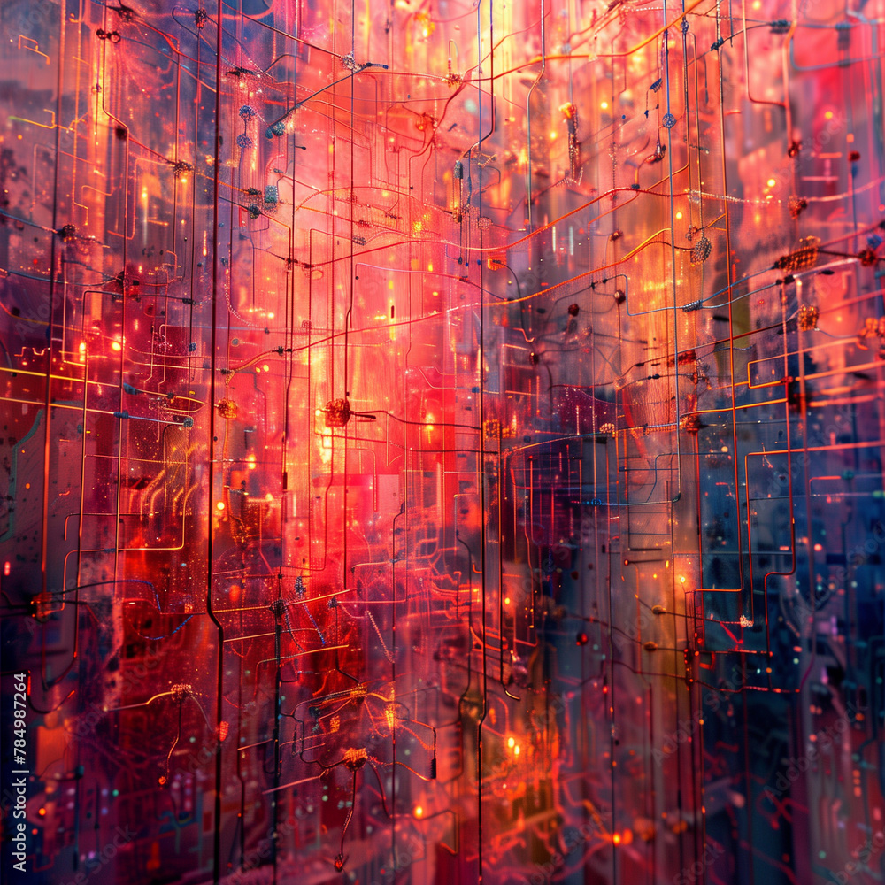 Obraz premium Blockchain bridge to a vibrant future.