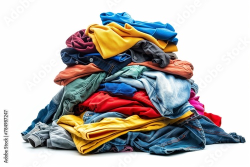 Heap of colorful casual clothes on white © gearstd