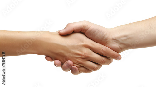 Handshake of two people on a white background. Isolated.