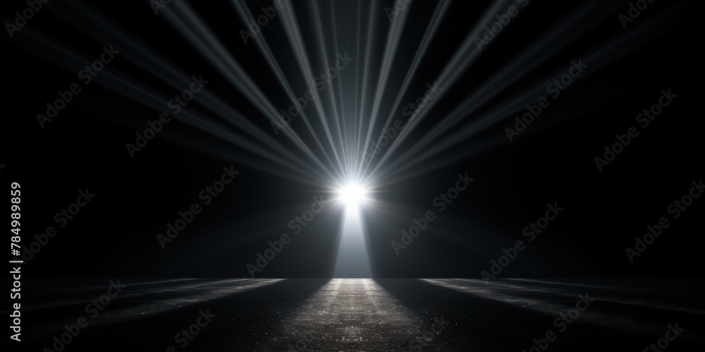 3D rendering of light black background with spotlight shining down on the center