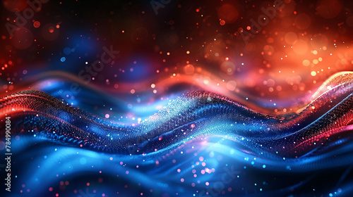 Future technology line particle background, technology particle line concept illustration PPT background