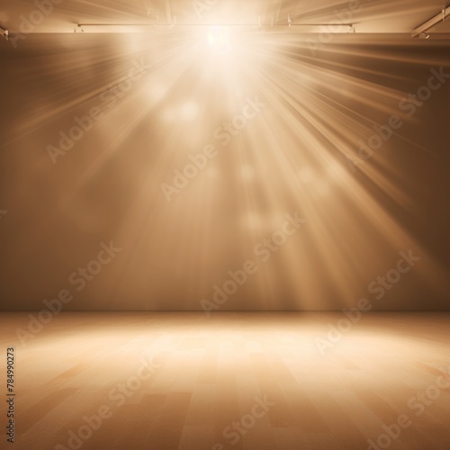 3D rendering of light brown background with spotlight shining down on the center.