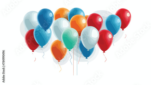 A cluster of colorful balloons rising into the sky at