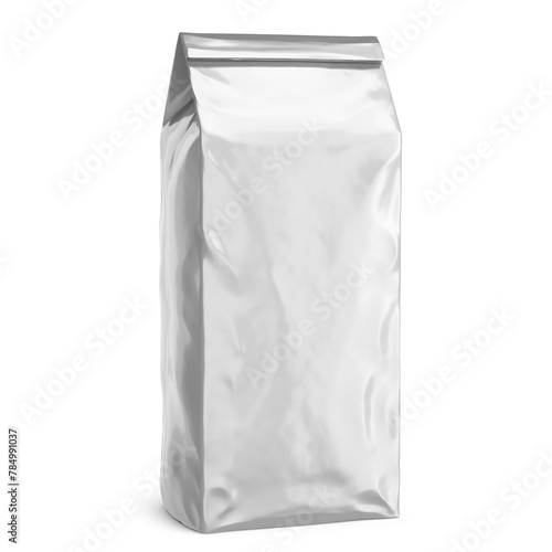 Bag Coffee Packaging Mockup 3D Rendering on White Background