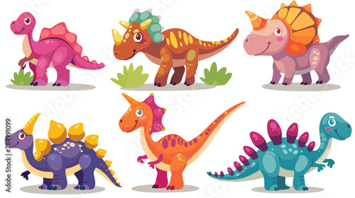 Cartoon dinosaur isolated vector character set. Prehi photo