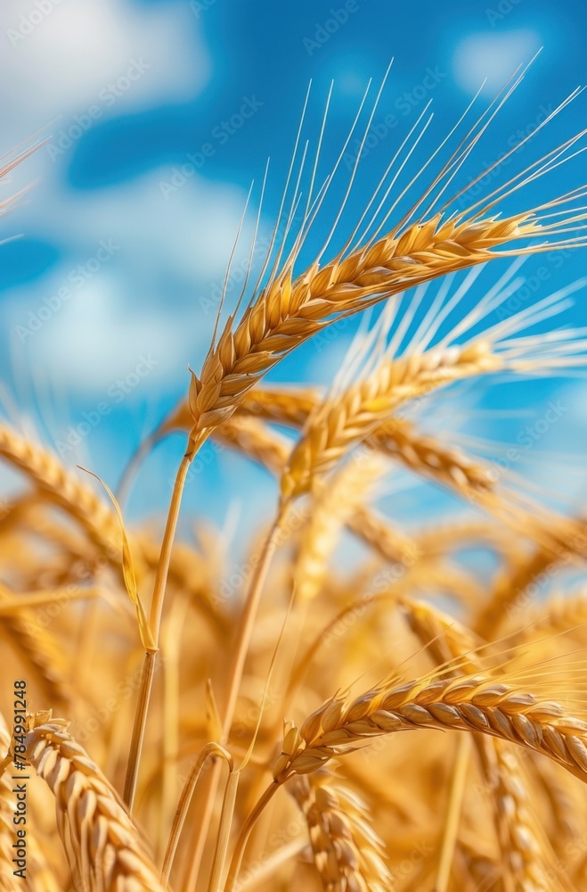 Ears of yellow barley in a field Harvesting period Ears of yellow barley in a field Harvesting period