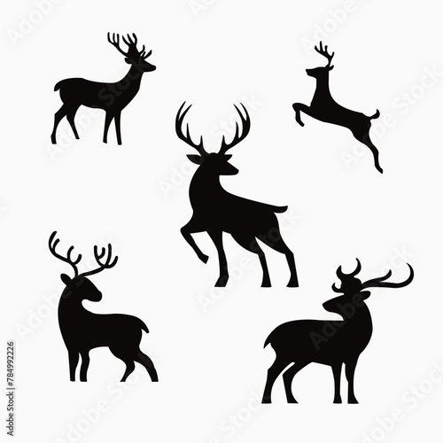 Set Of Black Deer Silhouettes