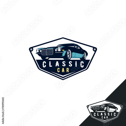 Premium Vintage Car. Vector Illustration Emblem EPS