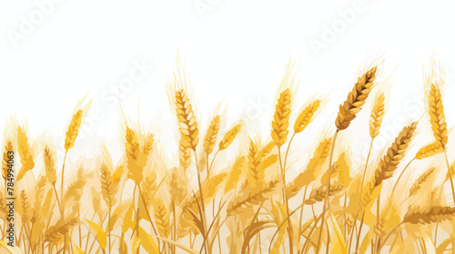 A field of golden wheat swaying in the breeze Flat vector
