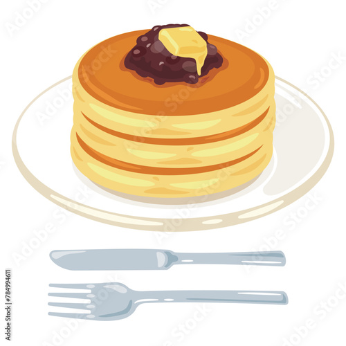 皿に盛られたあんバターパンケーキ