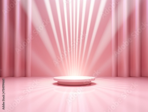 3D rendering of light pink background with spotlight shining down on the center