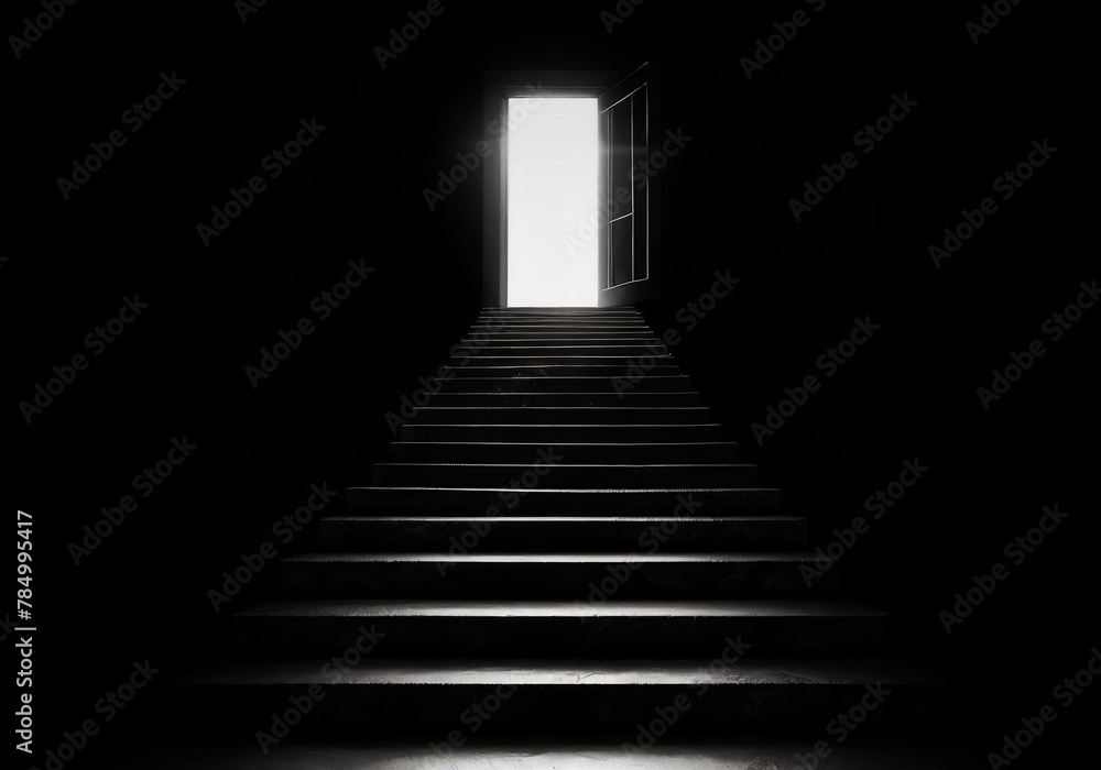 stairway leading to a small door that opened and emitted bright light stairway leading to a small door that opened and emitted bright light
