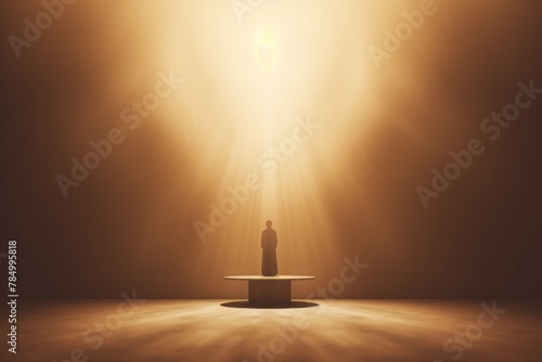 3D rendering of light tan background with spotlight shining down on the center.