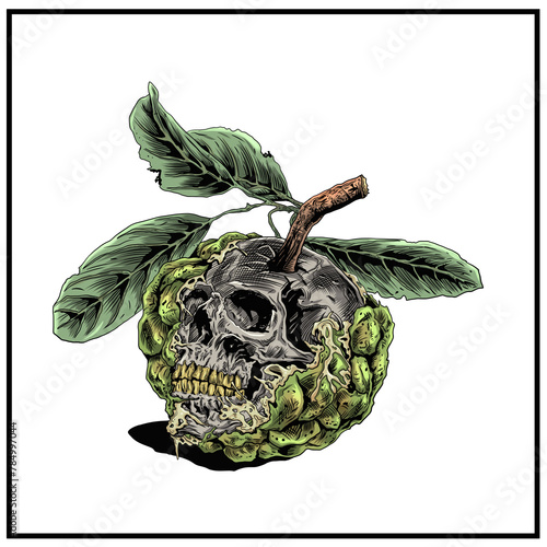 fruit skull illustration. for t-shirt,stickers and other similiar products. photo