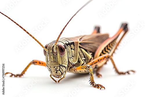 Mystic portrait of Common Field Grasshopper, beside view, full body shot, Close-up View,  © Tebha Workspace