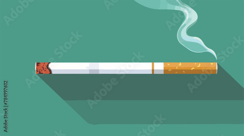 Cigarette isolated on green background vector Flat Vector