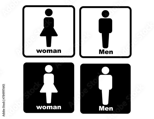 トイレのアイコン　文字入り　白黒