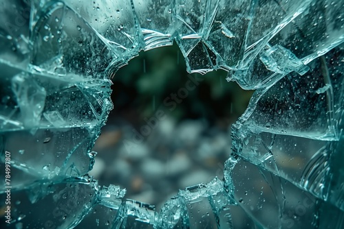 Close-up shot of shattered glass texture