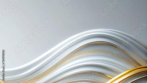 Abstract Waves Vector Background in Gold and White