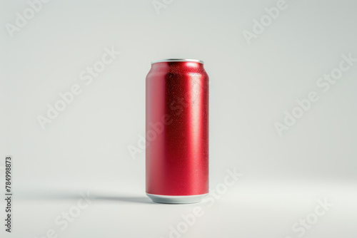 Blank Red Aluminum Beverage Can on a White Background for Branding Mockup